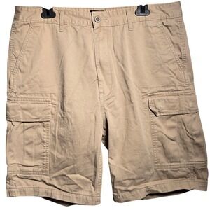 Levis Mens Tan Khaki Cargo Shorts 100% Cotton Multi Pocket Size 36.  735